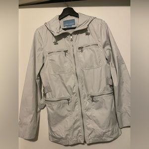 Nine West  Jacket Windbreaker Zipper Raincoat Gray Designer Stylish